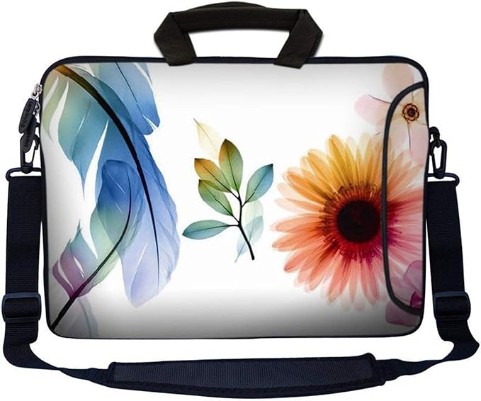 Laptop Skin Shop 15.6 inch Laptop Sleeve Bag Notebook with Extra Side Pocket, Soft Carrying Handle & Removable Shoulder Strap for 14" 15" 15.4" 15.6" Apple MacBook Air, GW, Acer, Aspire Asus, Dell,