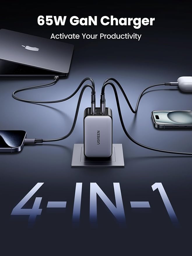 UGREEN Nexode Power Bank 20000mAh Bundle with 65W USB C Charger Block 4-Port Compatible with MacBook Pro/Air, iPhone 16/15/14, iPad Pro, Galaxy S24/S23, Pixel 8, Steam Deck