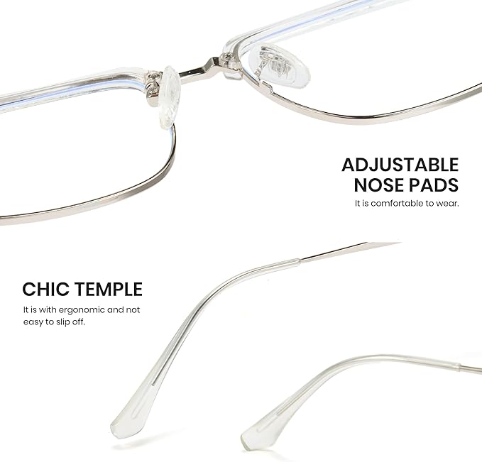 Cyxus Retro Blue Light Glasses Men - Square TR90 Metal Blowline Frame Stylish Trendy for Computer Daily Work 8252