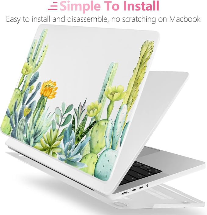Batianda for MacBook Pro 14 Inch Case 2026-2021 Release M5 M4 M3 M2 M1 Pro/Max, 1.2mm Slim Graphic Hard Shell Cover with Keyboard Cover, Screen Protector 4-in-1 Bundle, Cactus