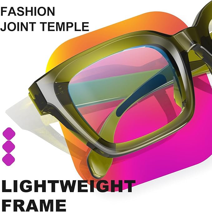 VISOONE Chunky Square Blue Light Blocking Glasses with Anti Computer Glare for Working Women Men MONTANA