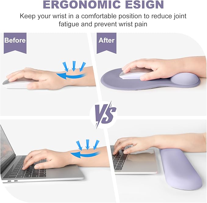 4-in-1 Large Gaming Mouse Pad, Keyboard Wrist Rest Pad & Wrist Support Mousepad Set, Extended Desk Pad Waterproof Desk Mat Protector for Home Office Decor Study Game 35.4×15.7 Inches I Noble Purple