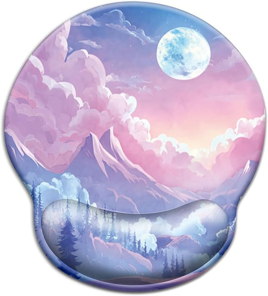 Mouse Pad with Wrist Rest, Mountain Cloud Ergonomic Mouse Pads Wrist Support for Desk, Cute Gaming Mousepad for Wireless Mouse Laptop Computer Work Home Kawaii Desk Accessories Office Supplies Decor