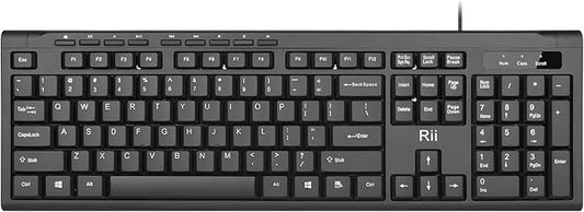 Rii RK907 Ultra-Slim Compact USB Wired Keyboard for Mac and PC,Windows 10/8 / 7 / Vista/XP (Black) (1PCS)