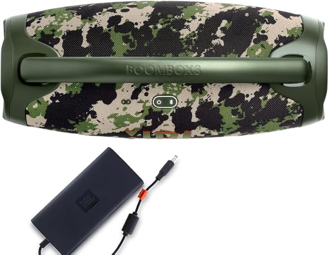 JBL Boombox 3 Waterproof Portable Bluetooth Speaker Bundle with gSport Case and Accessory Pouch (Green Camo)