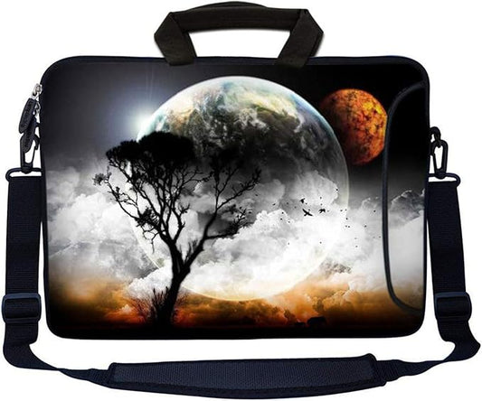 Laptop Skin Shop 15.6 inch Laptop Sleeve Bag Notebook with Extra Side Pocket, Soft Carrying Handle & Removable Shoulder Strap for 14" 15" 15.4" 15.6" Apple MacBook Air, GW, Acer, Aspire Asus,