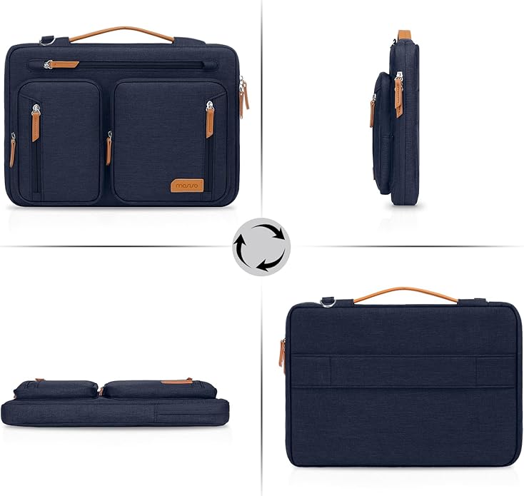 MOSISO 360 Protective Laptop Shoulder Bag, Computer Bags, Side Open Messenger Bag with 5 Accessory Pockets & Belt