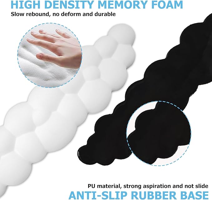 Cloud Wrist Rest Keyboard, PU Leather Memory Foam Wrist Rest for Computer Keyboard, Ergonomic Keyboard Wrist Rest Pad and Cute Mouse Wrist Rest for Gaming, Office, Computer, Typing Pain Relief,White