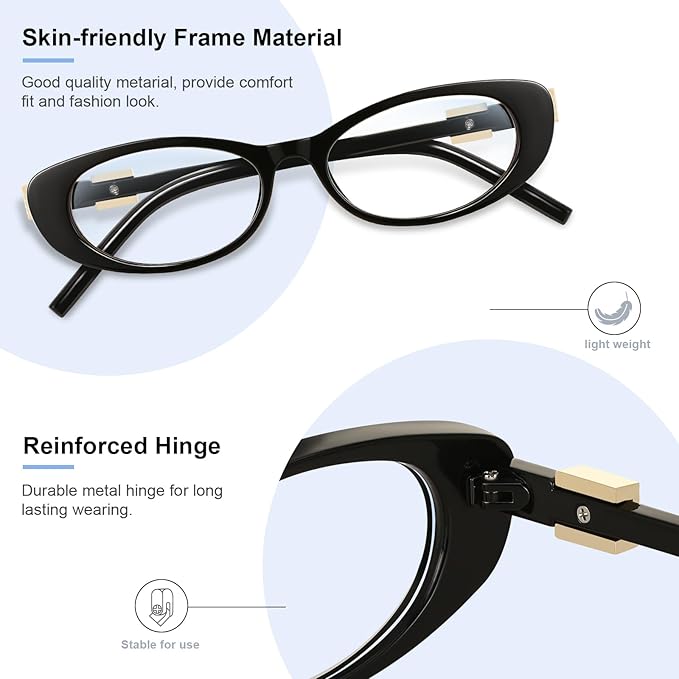 Oval Blue Light Blocking Glasses for Women Retro 90s Glasses Computer TV Eyeglasses Anti Eyestrain