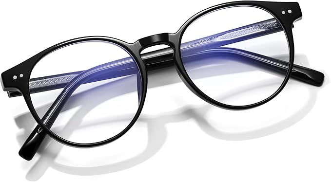 Round Blue Light Blocking Glasses Lightweight Chic Frame Anti Eye Strain Protection Computer Gaming for Women and Men