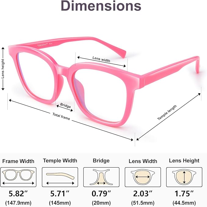 VISOONE Square Blue Light Blocking Glasses TR90 Anti Glare Computer Gaming for Women Men NOE
