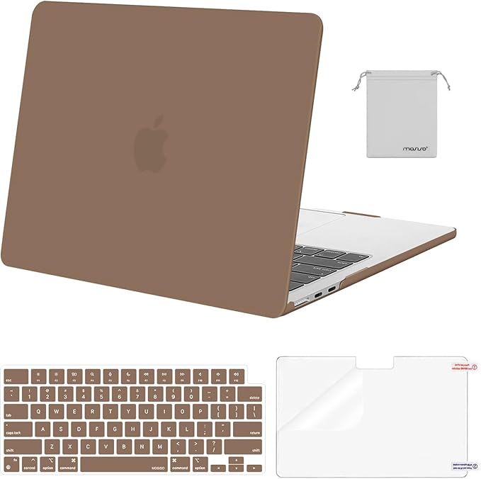 MOSISO Compatible with MacBook Air 13 inch Case M5 2026 M4 2025 M3 M2 2024-2022 A3449 A3240 A3113 A2681,Hard Shell&Keyboard Cover&Screen Film&Pouch for MacBook Air 13.6 inch Case, Caramel Brown