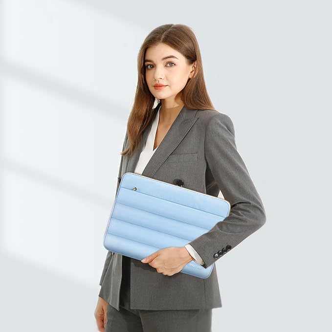 MOSISO Laptop Case 13.3 inch,13-13.3 inch Puffy Laptop Sleeve Compatible with MacBook Air 13.6 M5 M4 M3 M2 M1/Neo/Pro 13/14,HP Dell ASUS Lenovo,Polyester Horizontal Bag with Small Case, Air Blue