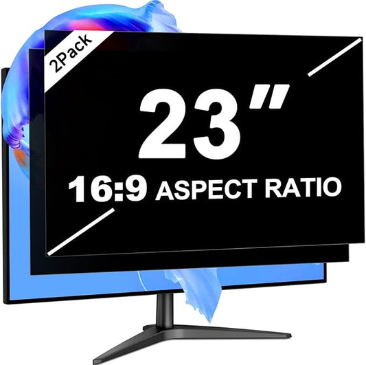23 Inch Privacy Screen for Computer Monitor 16:9 Aspect Ratio, Eye Protection Anti Blue Light Glare Shield, 23 Inch Removable Black Blackout Anti Spy Desktop Security Private Filter