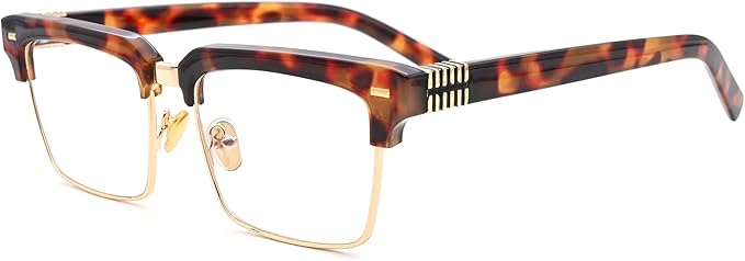 Semi Rimless Rectangle Blue Light Glasses Men Women Black Square Eyewear