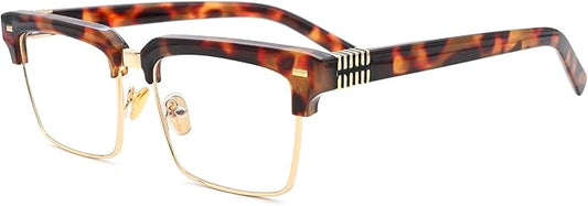 Semi Rimless Rectangle Blue Light Glasses Men Women Black Square Eyewear