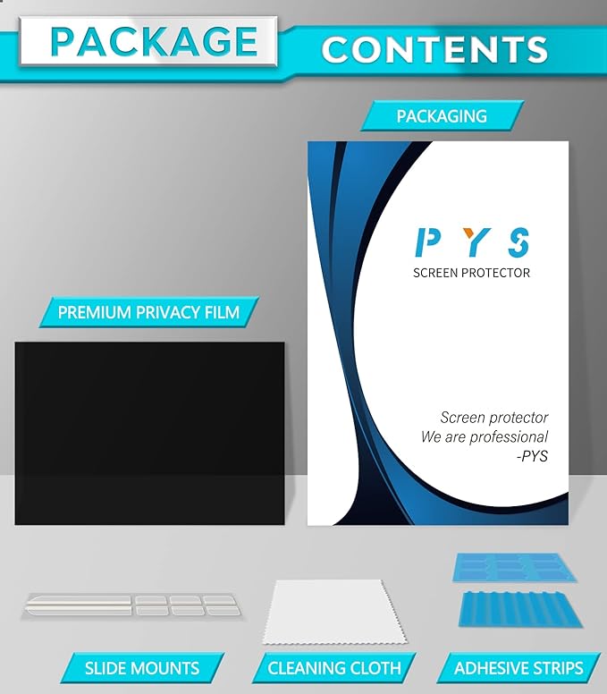 PYS Laptop Privacy Screen 13.3 Inch for HP Dell Samsung Lenovo - Removable Laptop Screen Privacy Shield for 16:9 Widescreen Display - Anti Glare & Blue Light Laptop Screen Filters