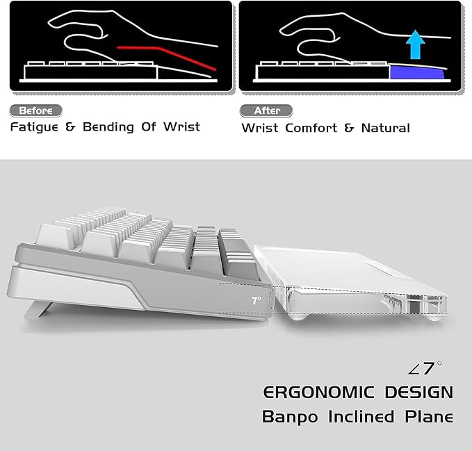 SELORSS Acrylic Keyboard Wrist Rest -80% TKL Mechanical Keyboard- CNC Aluminum Alloy Customized Logo Desk Wrist Support for Computer Keyboard,Anti-Slip Base,Wrist Pad for Office & Home,Silver