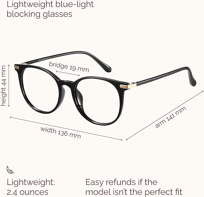 Gaoye 2 Pack Blue Light Blocking Glasses, Retro Round Eyewear Frame Anti Eyestrain Computer Glasses for Women Men - GY1688 (Black+Tea Leopard)