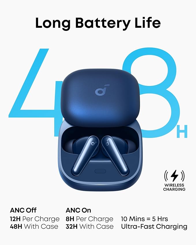 soundcore Liberty 5 by Anker, Noise-Cancelling Wireless Earbuds, 2x Stronger Voice Reduction, Real-Time Adaptive Noise Cancellation, Fast Charging, Dolby Audio, 6-Mic AI Clear Calls, Long Battery Life