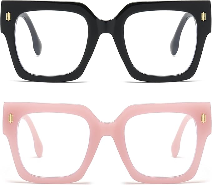 Breaksun Fashion Oversized Blue Light Blocking Glasses for Women Men Trendy Big Square Frame Computer Eyeglasses