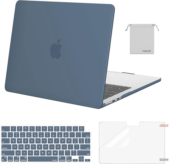 MOSISO Compatible with MacBook Air 13 inch Case M5 2026 M4 2025 M3 M2 2024-2022 A3449 A3240 A3113 A2681,Hard Shell&Keyboard Cover&Screen Film&Pouch for MacBook Air 13.6 inch Case, Steel Blue