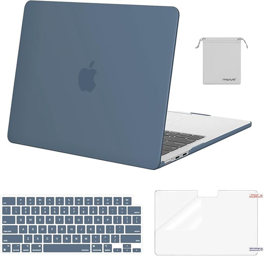 MOSISO Compatible with MacBook Air 13 inch Case M5 2026 M4 2025 M3 M2 2024-2022 A3449 A3240 A3113 A2681,Hard Shell&Keyboard Cover&Screen Film&Pouch for MacBook Air 13.6 inch Case, Steel Blue
