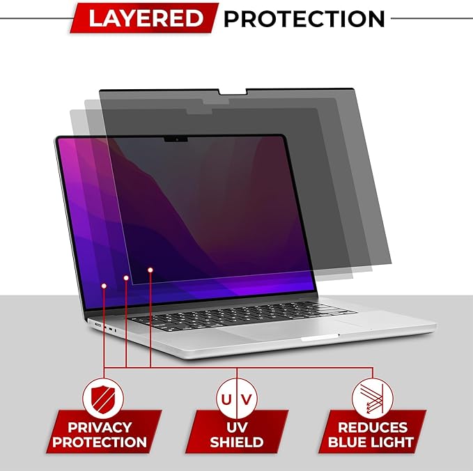 SightPro Magnetic Privacy Screen for MacBook Pro 13 Inch (2016, 2017, 2018, 2019, 2020, 2021, 2022, M1, M2) Patented Removable Laptop Privacy Filter Shield and Protector