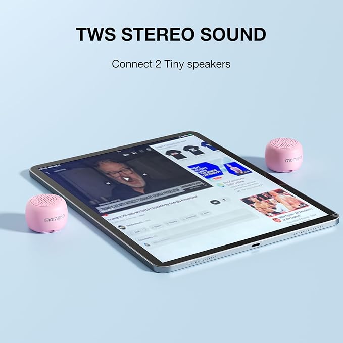 Mini Bluetooth Speaker Wireless Tiny Bluetooth Speaker with Built in Mic,TWS Portable for Travel Party Gift Outdoor Laptop (Pink)