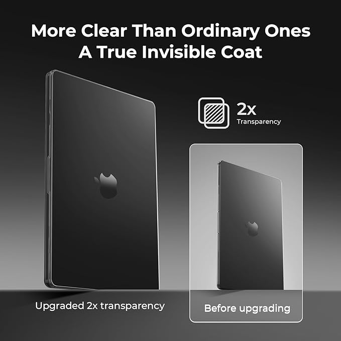 EooCoo Case Compatible with MacBook Pro 14 inch M5 2026-2021 M4 M3 M2 M1 Pro/Max Chip, Hard Shell Cases with Keyboard Cover, Screen Protector - Crystal Black