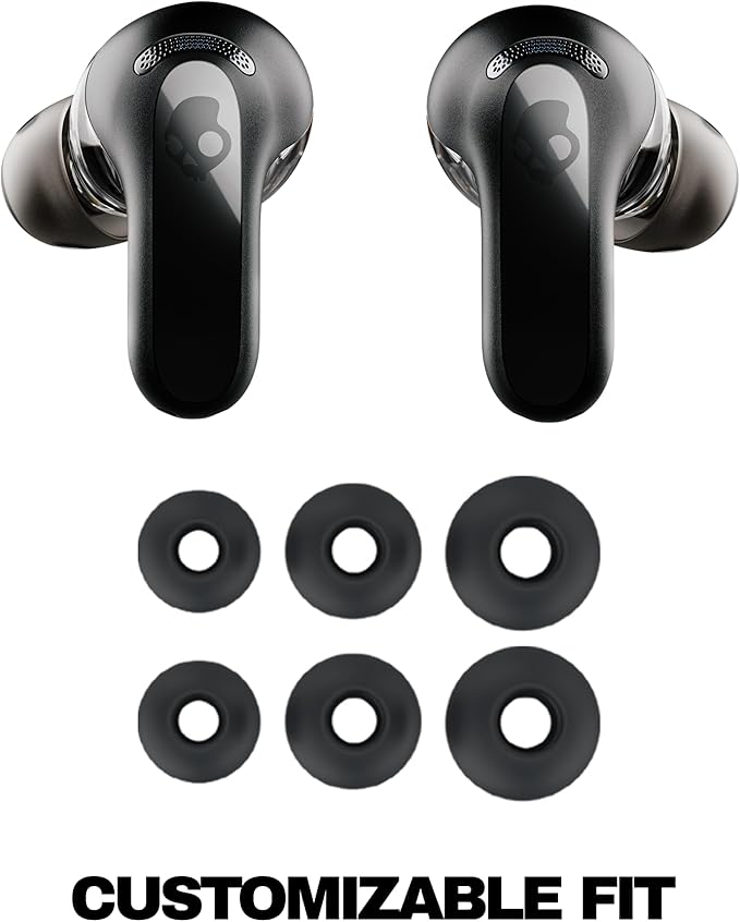 Skullcandy Rail ANC Wireless Earbuds, Bluetooth Headphones, Active Noise Cancelling, Up to 38 Hours Battery, Microphone for iPhone Android, Customizable via Skull-iQ App - Bone
