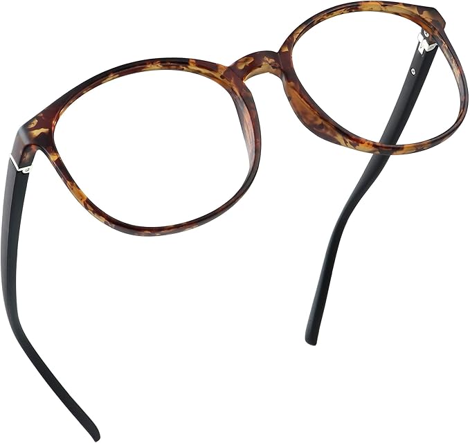 LifeArt Round Blue Light Blocking Glasses, Computer Glasses, Gaming Glasses, TV Glasses for Women Men (Tortoise, 4.00 Magnification)