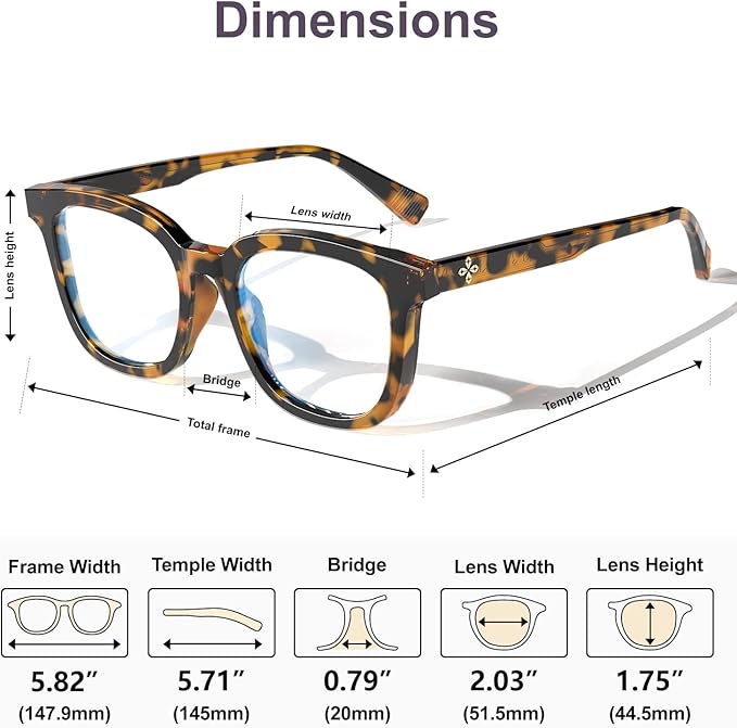 VISOONE Square Blue Light Blocking Glasses TR90 Anti Glare Computer Gaming for Women Men NOE