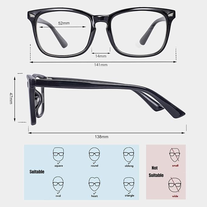 MAXJULI Blue Light Blocking Glasses,Computer Reading/Gaming/TV/Phones Glasses for Women Men(Shiny Black)