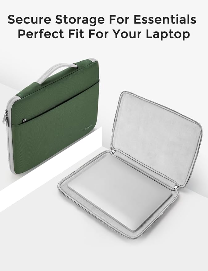 DOMISO 14 inch Laptop Case Sleeve Protective Cover Compatible with 15 inch MacBook Air M4 M3 M2,MacBook Pro,14-15 inch HP Dell ASUS Lenovo Chromebook,Waterproof Computer Cases Bag,Avocado Green