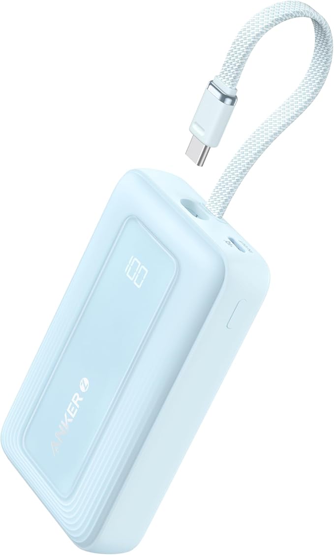 Anker Zolo Power Bank (2025 Upgraded Version), 20,000mAh 30W High-Speed Portable Charger with Built-in USB-C Cable, Battery Pack for iPhone 17/16 / 15 Series, Galaxy, and More