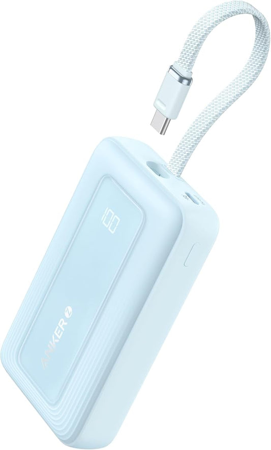 Anker Zolo Power Bank (2025 Upgraded Version), 20,000mAh 30W High-Speed Portable Charger with Built-in USB-C Cable, Battery Pack for iPhone 17/16 / 15 Series, Galaxy, and More