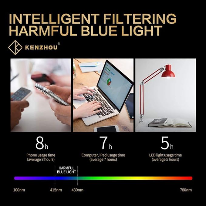 K KENZHOU Blue Light Glasses for Woman Men Bluelight Blocking Glasses for Computer Gaming Phones,Anti Eye Strain & UV Glare