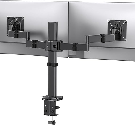 ErGear Dual Monitor Stand for 17-32 inch, Dual Monitor Mount with Adjustable Tilt, Swivel, Rotation, Tiered Arms for Extra Height, Supports 22 lbs per Arm