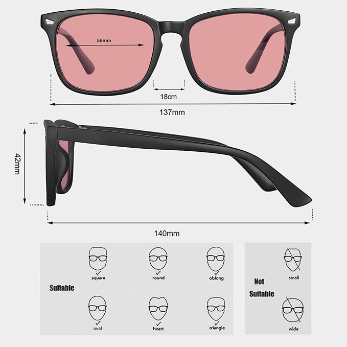 MAXJULI FL-41 Rose Blue Light Blocking Glasses for Photophobia Light Sensitivity,for Computer Gaming, Screen Fatigue & UV Protection (Black/FL-41 Rose)