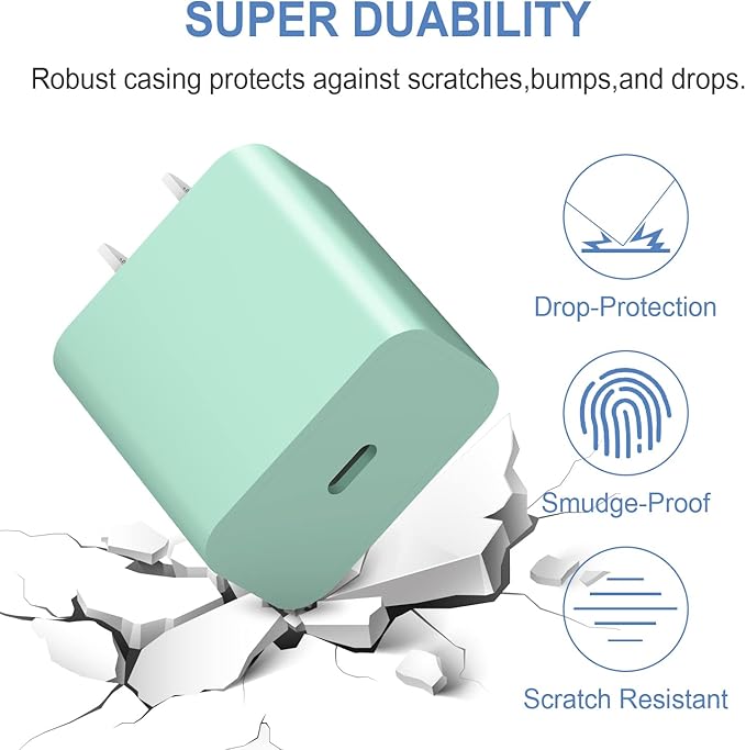 USB C Charger Block iPhone Charger Block Type C Charger 2-Pack for iPhone 16/16 Plus/16 Pro/16 Pro Max/iPhone 15/15 Plus/15 Pro/15 Pro Max/iPhone 14/14 Pro Max/13/13 Mini/12 Pro Max/Samsung(Green)