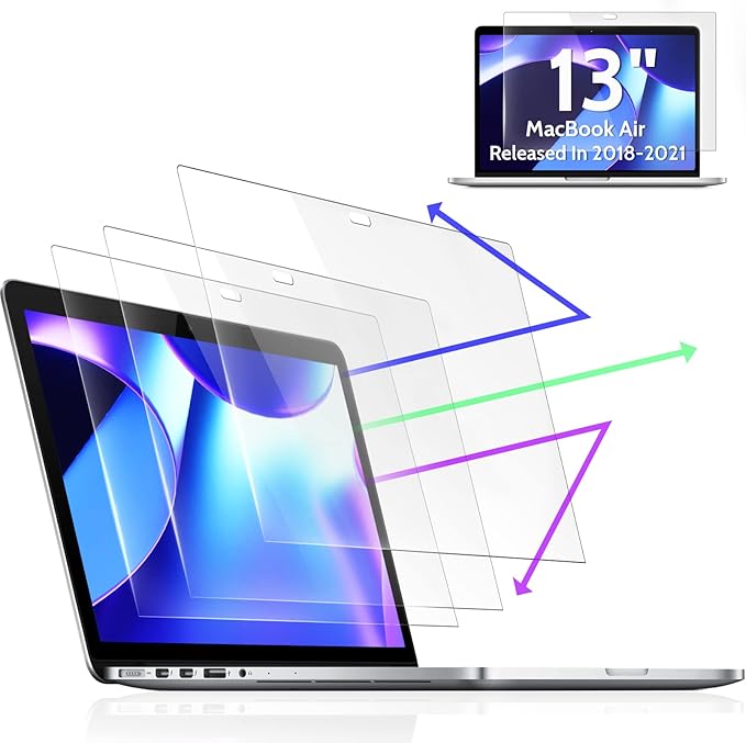 Peslv 3-Pack Anti Blue Light Screen Protector for MacBook Air 13 Inch(2018-2021,M1)&MacBook Pro 13In(2016-2022,M1,M2), 13.3" Mac Laptop Glare Filter Uv Blocker Shield Cover Eye Protection Film