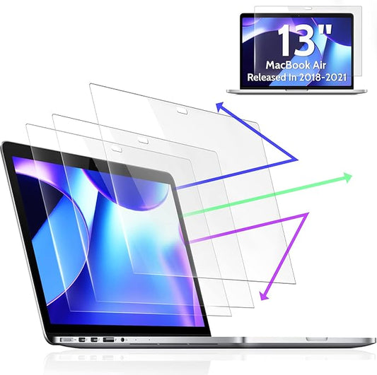 Peslv 3-Pack Anti Blue Light Screen Protector for MacBook Air 13 Inch(2018-2021,M1)&MacBook Pro 13In(2016-2022,M1,M2), 13.3" Mac Laptop Glare Filter Uv Blocker Shield Cover Eye Protection Film
