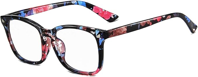 MAXJULI Blue Light Blocking Glasses,Computer Reading/Gaming/TV/Phones Glasses for Women Men(Flower Black)
