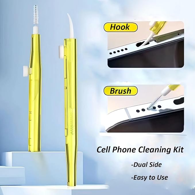 5 Pack Cell Phone Cleaning Kit iPhone Charging Port Dual Side Cleaning Tools, Anti-Clogging Mini Brushes & Hook Cleaner for iPhone Speaker and Receiver, Multi Tool Compatible with AirPods Camera - Image 3