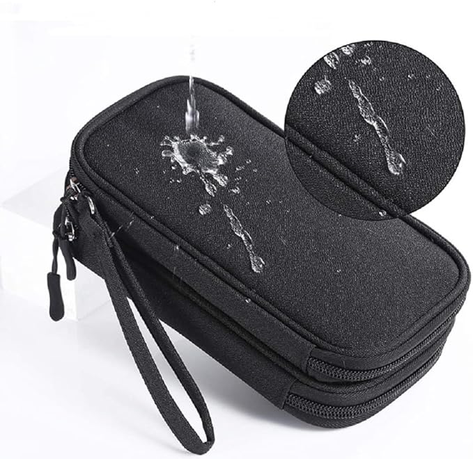 Yiasangly Electronic Organizer Bag, Waterproof Portable Travel Cable Storage Bag, Multifunctional Cord Storage Case for USB Drive, Dard Drive, Power Bank, Charger, Mouse, USB Cable, Headphones - Black