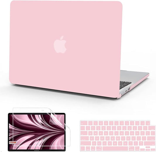 B BELK Compatible with MacBook Air 13.6 inch Case M5 2026 2025 2024 2023 2022 M4 M3 M2 A3449 A3240 A3113 A2681 Liquid Retina Display, Plastic Hard Shell Case+Keyboard Cover+Screen Protector, Baby Pink
