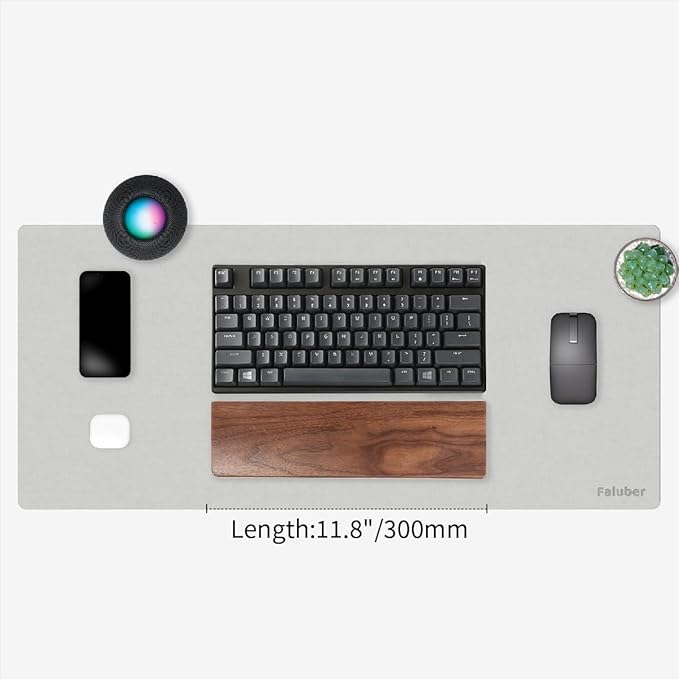 Faluber Wooden Wrist Rest, 12-inch Length and 20mm Thickness for Compact Keyboard, Walnut Wood Palm Rest, Ergonomic Design for Mechanical Gaming Keyboard, Stain Resistant (Small, Walnut Wood)