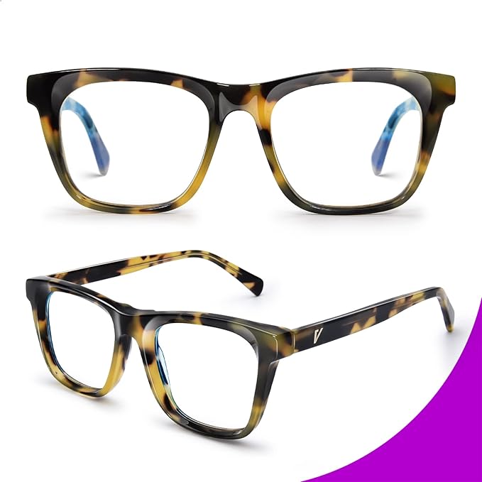 VISOONE Square Blue Light Blocking Glasses TR90 Clear Lens for Women Men BONA