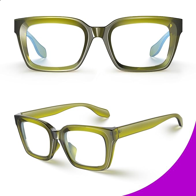 VISOONE Chunky Square Blue Light Blocking Glasses with Anti Computer Glare for Working Women Men MONTANA